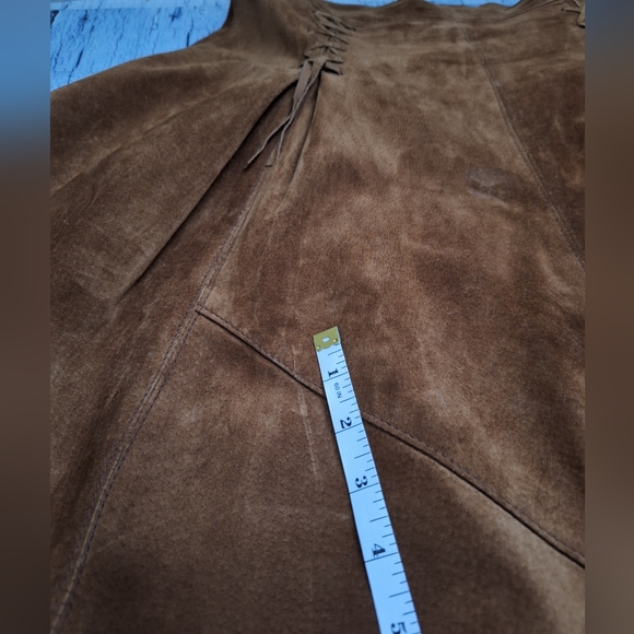 (10) Vintage Suede Leather Pleated Maxi Skirt, The Olde Hide House - Picture 16 of 16